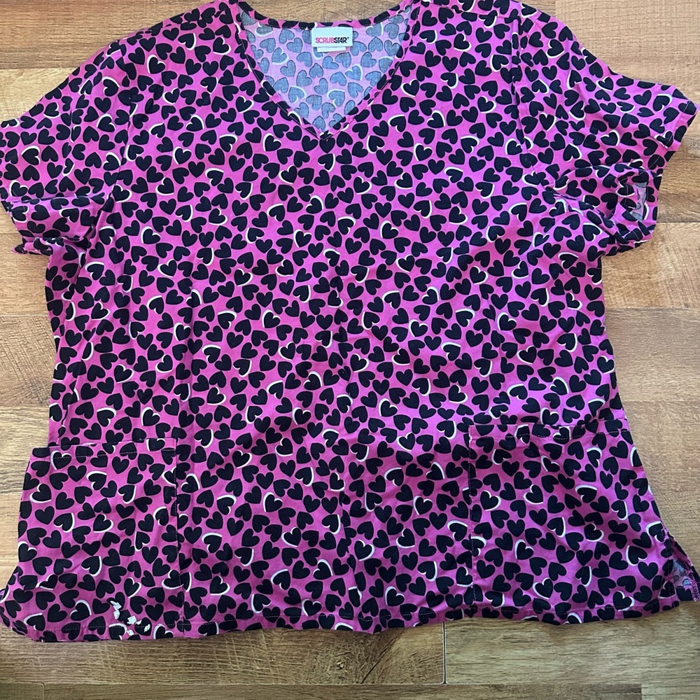 Pink and Black Heart Scub Top